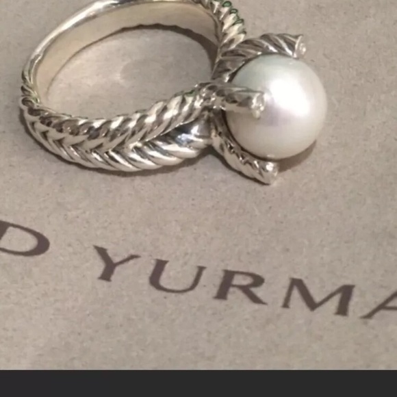 David Yurman 10mm Cable Cultured Freshwater Pearl & Diamonds Ring Size 6.5 - Picture 4 of 8